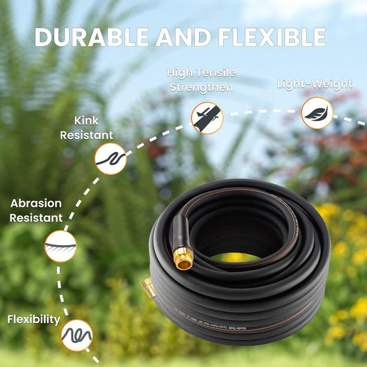 Giraffe Tools Garden Hose 50ft x 5/8", Water Hose Heavy Duty, Flexible, Lightweight Hybrid Hose, Male to Female Fittings