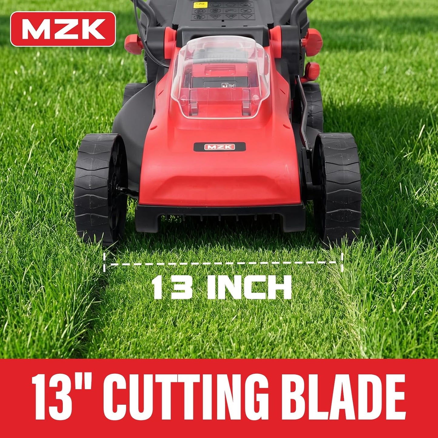 MZK 20V 13" Electric Lawn Mower, Brushless Cordless Lawn Mower with 4-Position Height Adjustment, Walk-Behind Push Mowers with 8 Gallon Grass Bag, 2 x 4.0Ah Batteries & Charger Included, LM13G8